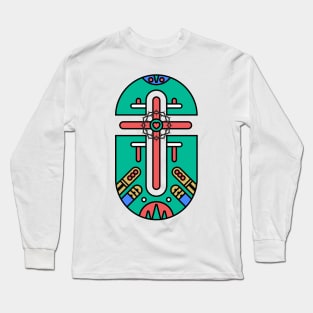 Christian cross and abstract design elements Long Sleeve T-Shirt